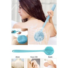 Privo Çift Taraflı Silikon Uzun Saplı Banyo Fırçası Sırt ve Vücut Temizleme & Masaj Etkili Duş Fırçası