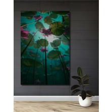 Petmudo AVM Su Altı Lotus Bahçesi Yağlı Boya Görünümlü Dekoratif Ahşap Ev,antre,salon,ofis,mutfak Tablo