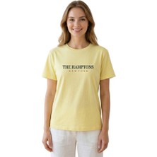 Hamptons Baskı Enfield&co Kadın T-Shirt The Sarı