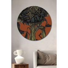 Petmudo AVM Dinamik Ay Çiçeği Sanat Tablosu Yuvarlak Duvar Tablosu