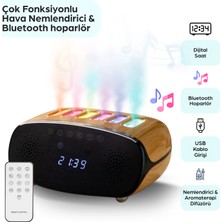 Robeve 500 ml Bluetooth Hoparlörlü Hava Nemlendirici – Dijital Saat Göstergeli, Rgb LED Işıklı Aroma Difüzörü – Ultrasonik Nem Makinesi – Müzik Çalarlı, Modern Tasarımlı Oda Nemlendirici Aromaterapi