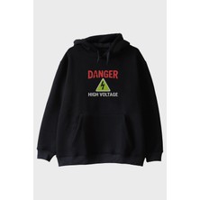 Nuugg Danger Temalı Yüksek Gerilim Tasarımlı Siyah Hoodie