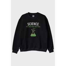 Nuugg Bilim Sihir Siyah Bisiklet Yaka Sweatshirt