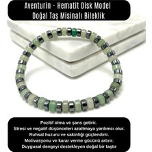 Yıldız Doğal Taş Sertifikalı Aventurin - Hematit Disk Model Doğal Taş Misinalı Bileklik