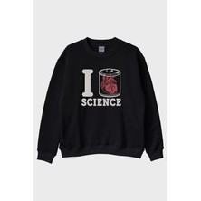 Nuugg I Love Scıence Anatomik Kalpli Baskılı Bisiklet Yaka Sweatshirt