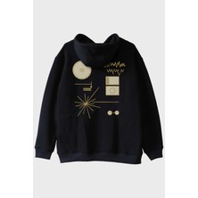 Nuugg Golden Record Uzay Temalı Minimalist Bilim Siyah Hoodie