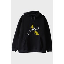 Nuugg Taped Banana Baskılı Eğlenceli Muz Tasarımlı Siyah Hoodie
