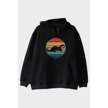 Nuugg Koşan Susamuru Baskılı Retro Tasarım Siyah Hoodie