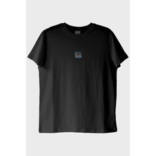 Nuugg Polaroid Kamera Desenli Nakış Siyah T-Shirt