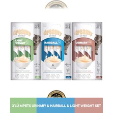 M-Pets Creamy Light Weight / Hairball / Urinary  Fonksiyonel Kedi Krema Ödül Maması Seti 12x15 gr
