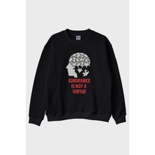 Nuugg Ignorance Is Not A Virtue Baskılı Puzzle Siyah Bisiklet Yaka Sweatshirt