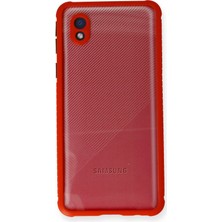 Pazarcan Samsung Galaxy A01 Core Kılıf Miami Şeffaf Silikon - Kırmızı