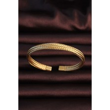 Pazarcan 316L Çelik Altın Renk Hasır Görünüm Erkek Bileklik - TJ-EB3675