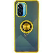 Pazarcan Redmi K40 Kılıf Montreal Yüzüklü Silikon Kapak - Sarı
