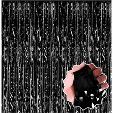 Deniz Party Store Metalize Fon Perde Duvar Perdesi Siyah RENK90X200