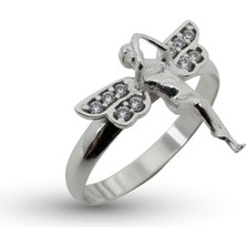 Oya Silver Zirkon Taşlı Melek Figürü Kadın Gümüş Yüzük [OYSY122]