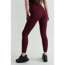 Triya Wear Studio Kadın Bordo Tayt – Içi Şardonlu, Yüksek Bel, Kışlık ve Sıcak Tutucu Spor Tayt