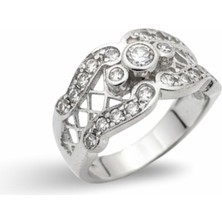 Oya Silver Ruby Zirkon Taşlı Tasarım Kadın Gümüş Yüzük [OYSY132]