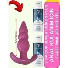 Aşkın Deposuesnek Anal x Tıpa 9cm Boğumlu Anal Plug Vajinal Tıpa Pink Plug 2ADET50 ml Süper Jel Hediyeli