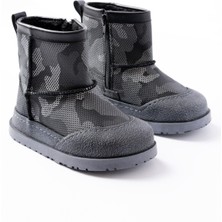 Papuccum Ortopedi Erkek Çocuk Kamuflaj Desenli Tüylü Su Geçirmez Kaydırmaz Taban Bot