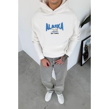 Beyaz Nakış Detay Oversize Sweatshirt