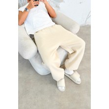 Krem Cozy Basic Paça Lastik Oversize Eşofman