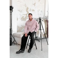 Mürdüm Cozy Basic Çift Fermuar Oversize Sweatshirt