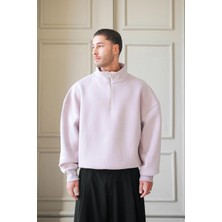 Mürdüm Cozy Basic Yarım Fermuar Oversize Sweatshirt
