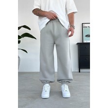 Gri Cozy Basic Paça Lastik Oversize Eşofman