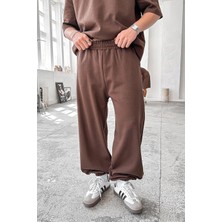 Kahverengi Cozy Premium Basic Paça Lastik Eşofman