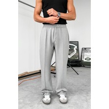 Gri Beli Ipli Çımalı Relaxed Pantolon