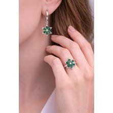 Trend Robo 925 Ayar Gümüş Lotus Çiçeği Seti ( Kolye , Yüzük , Küpe )