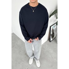 Lacivert Premium Basic Uzun Kollu Relaxed Tişört