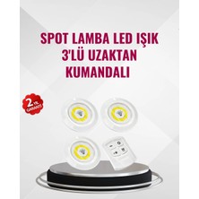 Starseven 3 Lü Pilli Kablosuz LED Spot Lamba Seti Kumandalı Kolay Montaj Aydınlatma