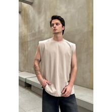 Krem Basic A1 Outplenty Premium Oversize Atlet Tişört