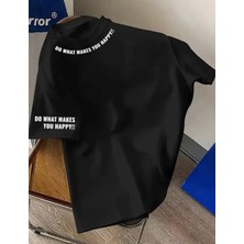 Amor Man Büyük Beden Özel Tasarım Motto Yaka Kol Baskılı %100 Pamuk Oversize Şık Erkek T-Shırt