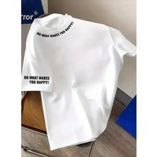 Amor Man Büyük Beden Özel Tasarım Motto Yaka Kol Baskılı %100 Pamuk Oversize Şık Erkek T-Shırt