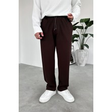 Kahverengi Beli Lastikli Gabardin Baggy Pantolon