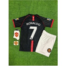 Alaturka Mix Manchester United 2008 Cristiano Ronaldo Deplasman Çocuk Forması (Black-Armalı Set)