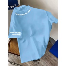 Amor Man Büyük Beden Özel Tasarım Motto Yaka Kol Baskılı %100 Pamuk Oversize Şık Erkek T-Shırt