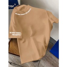 Amor Man Büyük Beden Özel Tasarım Motto Yaka Kol Baskılı %100 Pamuk Oversize Şık Erkek T-Shırt