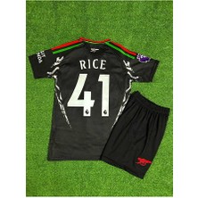 Alaturka Mix Arsenal 2024/25 Yeni Sezon Declan Rice Deplasman Çocuk Forması 2'li Set (Black)