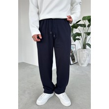 Lacivert Beli Lastikli Gabardin Baggy Pantolon