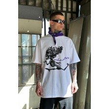 Beyaz Flu Skull Oversize Tişört