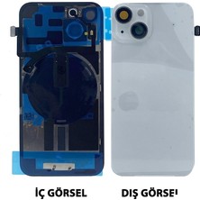 Genos iPhone 14 Plus Uyumlu Kamera Camlı Batarya Kapağı + Magsafe Flex (Beyaz) (SN808515)