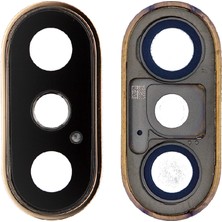 Genos Apple Iphone Xs Max Kamera Camı Gold Altın (Çerçeveli)