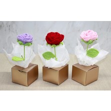 Starseven Kutulu Tekli El Örgüsü Gül Kutulu