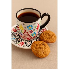 Mugusa Hediyelik El Yapımı Çini Seramik Kabartma Desenli 2' Li Çay Fincanı Seti