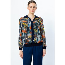 On Fashion Bluz Renkli Desenli Düğmeli