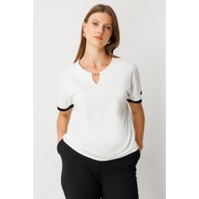 On Fashion Bluz Yakası Zincir Detaylı